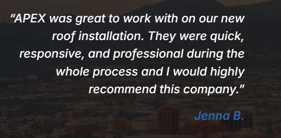 A screenshot showing a positive review of Apex Restoration & Roofing. 